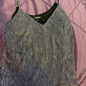 Express Shimmering Black and Silver Top